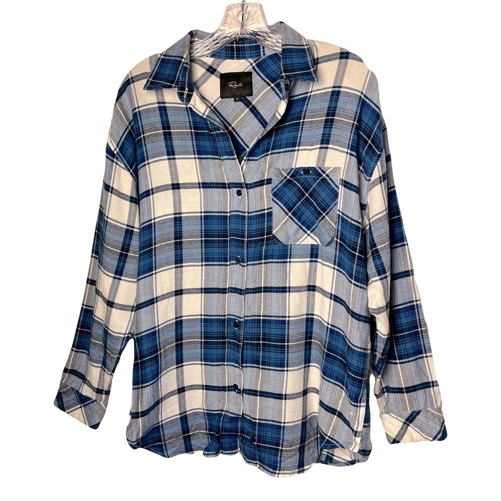 Rails | Jackson White Admiral Blue Plaid Flannel Shirt, Small